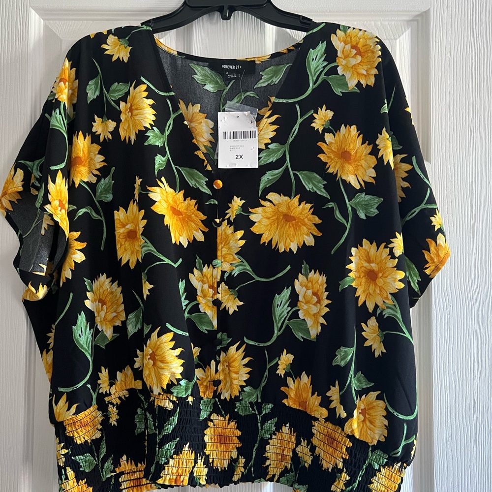 Black and yellow floral blouse, new never worn.